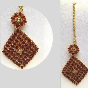 Diamond Shaped Red Stone Nethi Chuti
