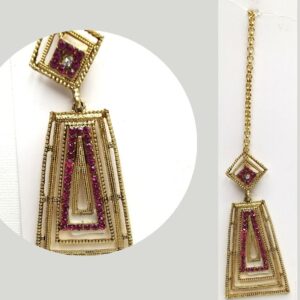 Ruby Colour Stone Nethi Chuti with Golden Chain