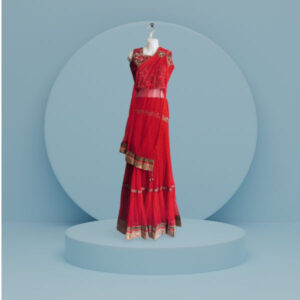 Red Lehenga With Attached Dupatta