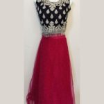 Classic Embroidery Navy Blue Lehenga and Pink Choli