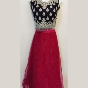 Classic Embroidery Navy Blue Lehenga and Pink Choli