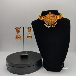 Traditional Lakshmi Goddess Choker Set With Earrings