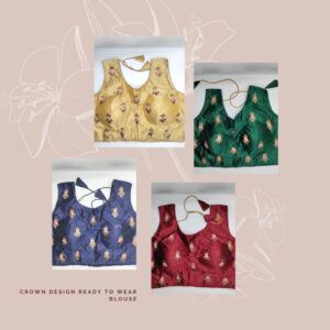 Women Crown & Flower Design Ready to wear Blouse for Saree