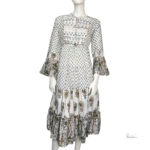 Anarkali Type Full Gown With Floral Design and 3/4th Bell Sleeve