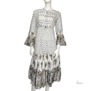 Anarkali Type Full Gown With Floral Design and 3/4th Bell Sleeve
