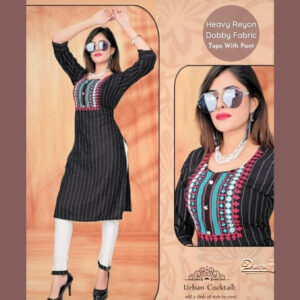 Black Tops & White Pant | Heavy Reyon Fabric