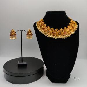 Traditional Lakshmi Goddess Temple Jewellery With Earrings