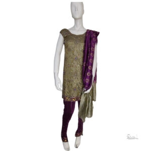 Olive Green Salwar Kameez Set With Pant & Dupatta