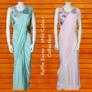 Pink Ruffle Saree With Full Work Stitched Blouse | Ready to Wear | Party Wear Saree Collection