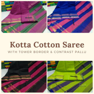Handloom Kotta Cotton Saree With Contrast Border