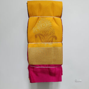 Yellow Silk Cotton Saree | Flower Design | Indian Saree