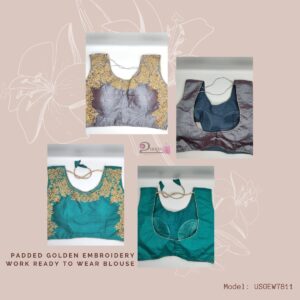 Padded Grand Golden Embroidery Work Ready To Wear Saree Blouse