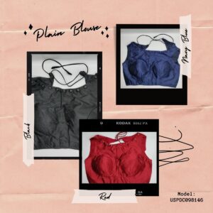 Plain Saree Padded Blouse | Button Design in Neckline